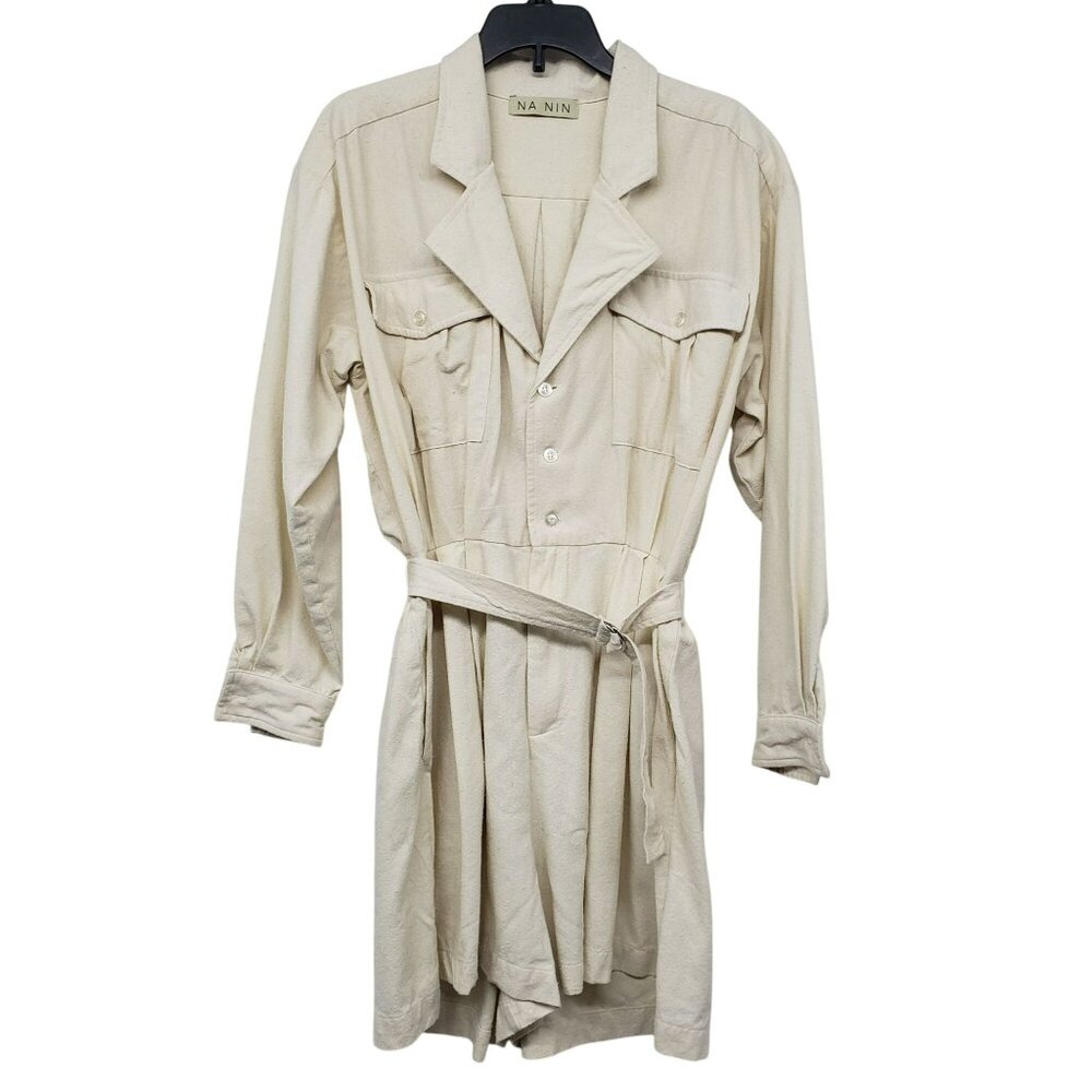 Na Nin Joey Raw Silk Nubby Fabric Cream Jumpsuit Womens XS